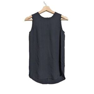 Aritzia Babaton Crepe Sleeveless Top Womens Size XXS Tank Back Zip Hi Low‎ Black